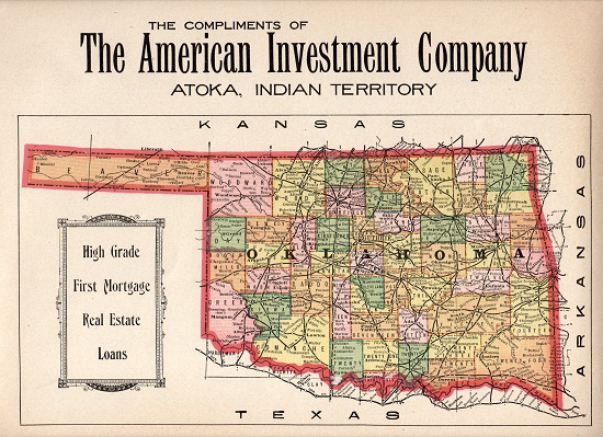 [Oklahoma – Map] THE AMERICAN INVESTMENT COMPANY – MAP OF OKLAHOMA.